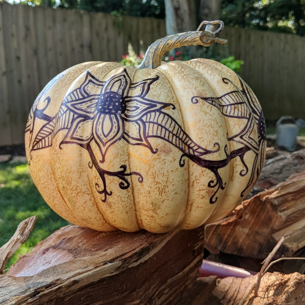 Hand Decorated Fall Pumpkin